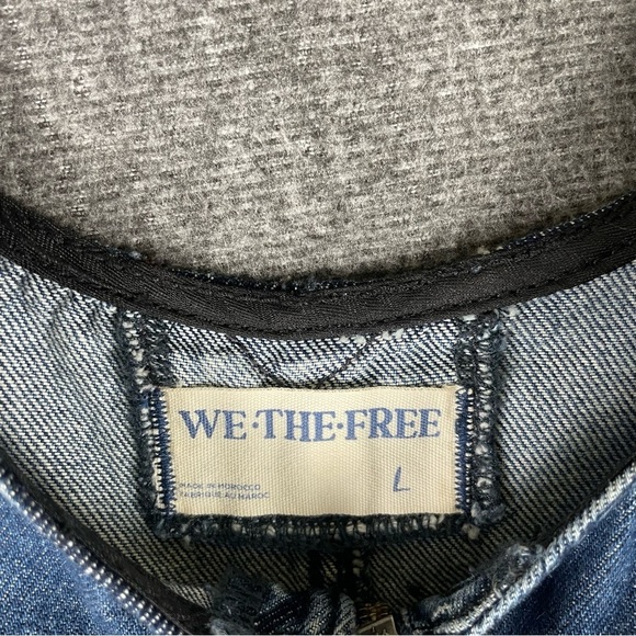 NWT Free People We The Free Cloud Nine Jumpsuit Cargo Large Denim Blue Relaxed - Picture 8 of 16